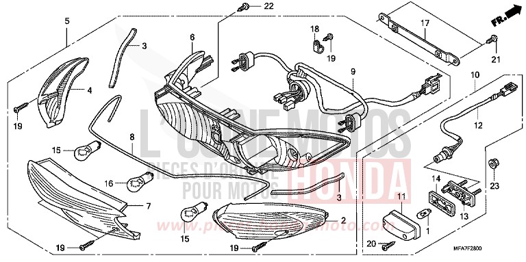 REAR COMBINATION LIGHT for CBF1000 ABS QUASAR SILVER METALLIC (NHA48) from 2006